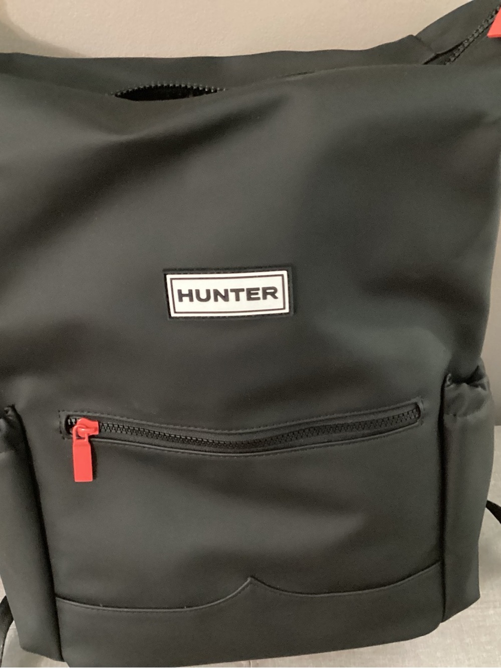 Hunter Black Men's Backpack with Red Accents